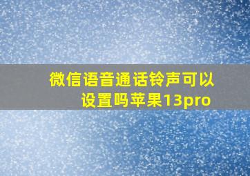 微信语音通话铃声可以设置吗苹果13pro