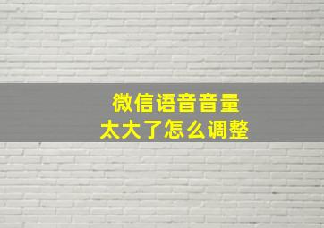 微信语音音量太大了怎么调整