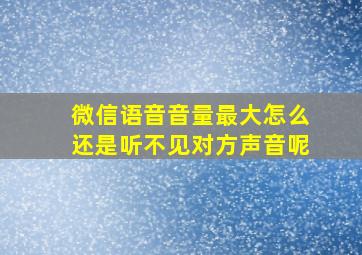 微信语音音量最大怎么还是听不见对方声音呢