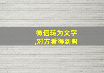 微信转为文字,对方看得到吗