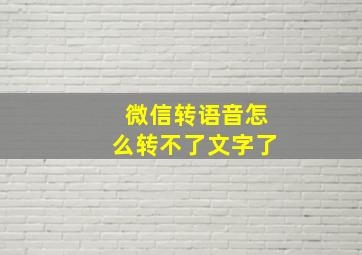 微信转语音怎么转不了文字了