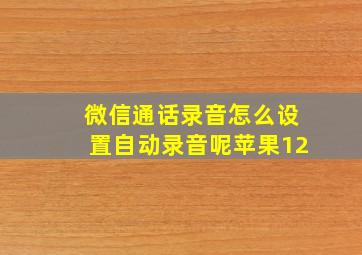 微信通话录音怎么设置自动录音呢苹果12