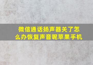 微信通话扬声器关了怎么办恢复声音呢苹果手机