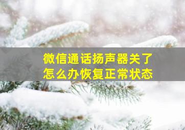 微信通话扬声器关了怎么办恢复正常状态