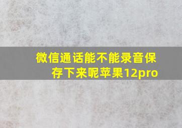 微信通话能不能录音保存下来呢苹果12pro