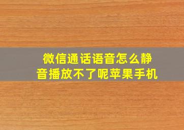 微信通话语音怎么静音播放不了呢苹果手机