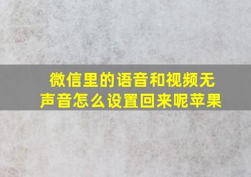 微信里的语音和视频无声音怎么设置回来呢苹果