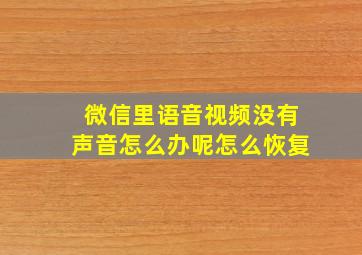 微信里语音视频没有声音怎么办呢怎么恢复