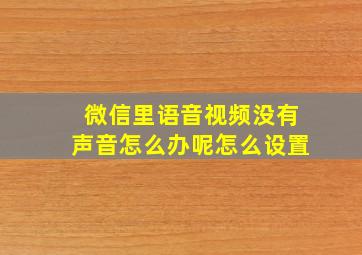 微信里语音视频没有声音怎么办呢怎么设置