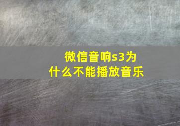 微信音响s3为什么不能播放音乐