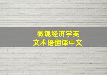 微观经济学英文术语翻译中文