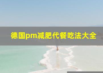 德国pm减肥代餐吃法大全