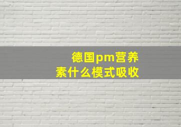 德国pm营养素什么模式吸收