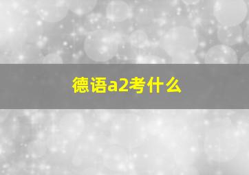 德语a2考什么