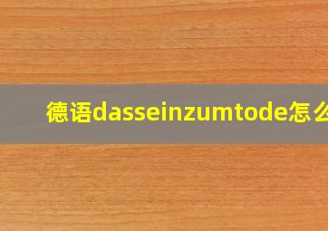 德语dasseinzumtode怎么读