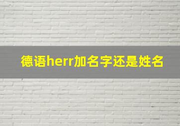 德语herr加名字还是姓名