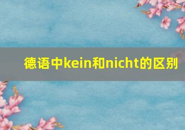 德语中kein和nicht的区别