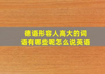 德语形容人高大的词语有哪些呢怎么说英语