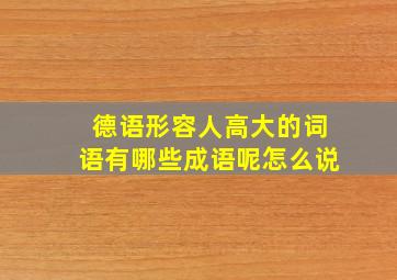 德语形容人高大的词语有哪些成语呢怎么说