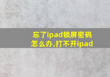 忘了ipad锁屏密码怎么办,打不开ipad