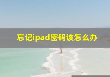 忘记ipad密码该怎么办