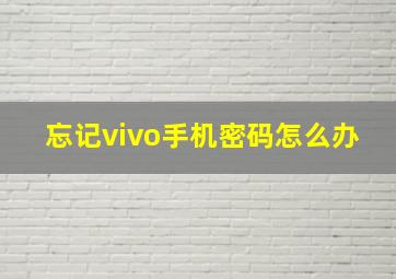 忘记vivo手机密码怎么办