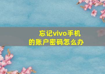 忘记vivo手机的账户密码怎么办