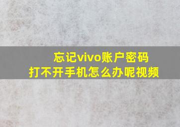 忘记vivo账户密码打不开手机怎么办呢视频