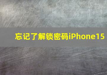 忘记了解锁密码iPhone15