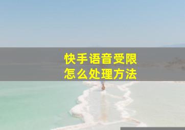 快手语音受限怎么处理方法