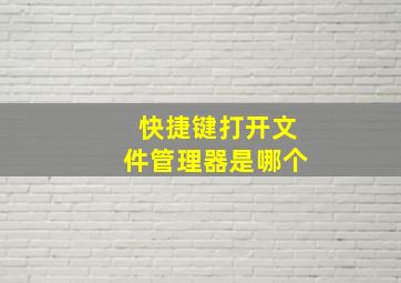 快捷键打开文件管理器是哪个