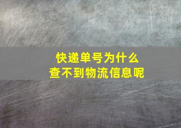 快递单号为什么查不到物流信息呢