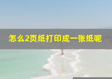 怎么2页纸打印成一张纸呢