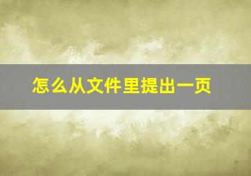 怎么从文件里提出一页