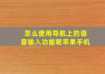 怎么使用导航上的语音输入功能呢苹果手机