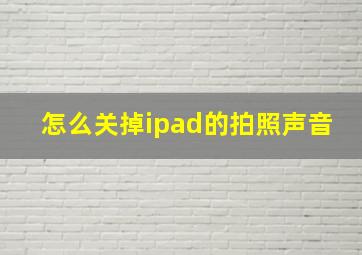 怎么关掉ipad的拍照声音