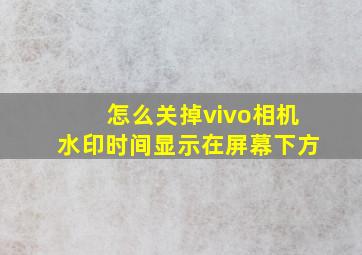 怎么关掉vivo相机水印时间显示在屏幕下方