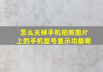 怎么关掉手机拍照图片上的手机型号显示功能呢