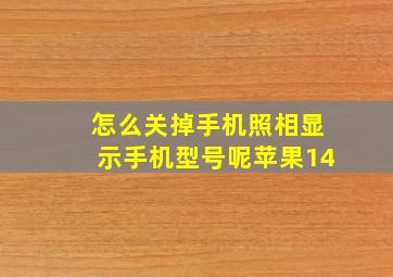 怎么关掉手机照相显示手机型号呢苹果14