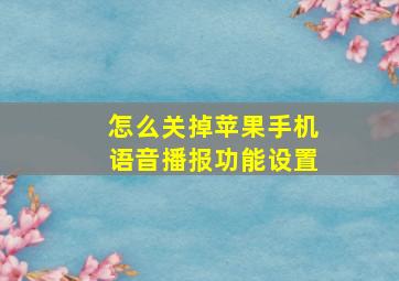 怎么关掉苹果手机语音播报功能设置