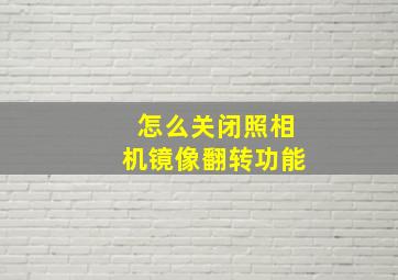 怎么关闭照相机镜像翻转功能