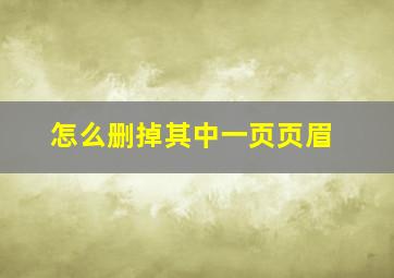 怎么删掉其中一页页眉