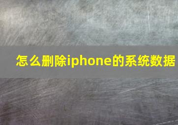 怎么删除iphone的系统数据