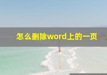 怎么删除word上的一页