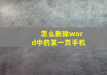 怎么删除word中的某一页手机