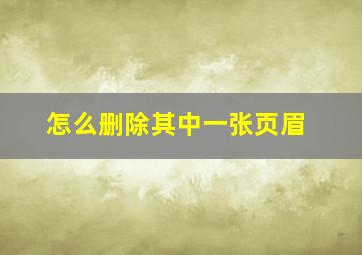 怎么删除其中一张页眉