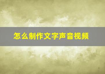 怎么制作文字声音视频