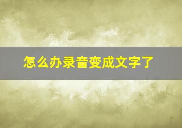 怎么办录音变成文字了