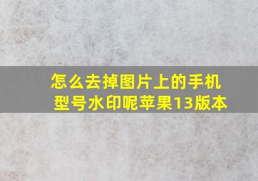 怎么去掉图片上的手机型号水印呢苹果13版本