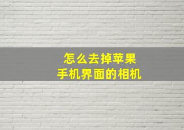 怎么去掉苹果手机界面的相机